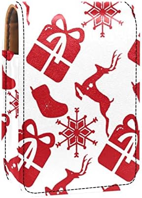 מארז שפתון Oryuekan עם מראה איפור נייד חמוד חמוד שקית קוסמטית, חג המולד קריקטורה אדומה של שלג אדום