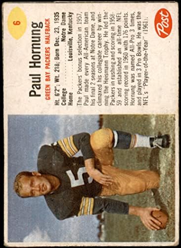 כדורגל NFL 1962 דגני בוקר מס '6 פול הורנונג אריזות טובות