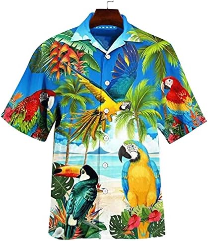 XXBR חולצות הוואי לגברים שרוול קצר חולצת חוף אלוהה חוף פרחוני כפתור מזדמן פרחוני למטה חולצות