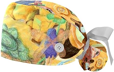 2 חתיכות כובע בופנט עם כפתור קוקו קוקו, כובע כותנה כותנה רצועת זיעה, פירות עוגות כובעים מתכווננים מתכווננים
