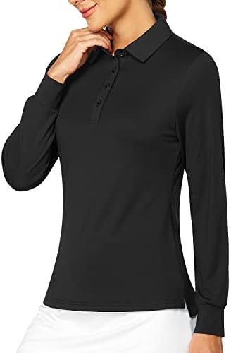 חולצת גולף לנשים של ISEEGZ חולצות שרוול ארוך חולצות פולו משקל קלות אימון יבש מהיר עבודה יומיומית חולצות לחולצות לנשים