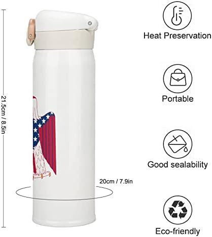 דגל אמריקאי קירח נשר בידוד מים בקבוק נירוסטה כוס ספורט מבודדת ואקום לקמפינג נסיעות חיצוני 350 מל