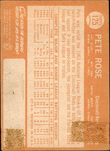 1964 Topps 125 פיט רוז סינסינטי אדומים אדומים הוגנים