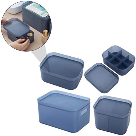 קבילוק שולחן יהירות לטיפוח העור אחסון ארגונית 4 יחידות קוסמטיקה אחסון פלסטיק פחי איפור חלבית איפור ארגונית קופסות רב-פונקציה קוסמטיקה
