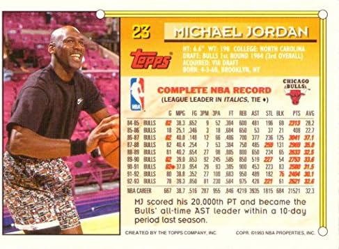 1993-94 Topps 23 כרטיס כדורסל מייקל ג'ורדן