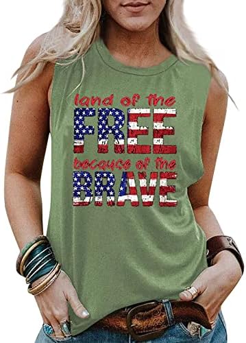 גופיות דגל אמריקאיות נשים חולצה פטריוטית ארהב כוכבי דגל פסים דפסה חולצת טריקו ללא שרוולים 4 ביולי צמרות טי.