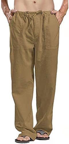 מכנסיים תחתונים של דודובבי בקיץ גברים ומכנסי כותנה ומכנסי פשתן אופנתיים מכנסי יוגה עבים