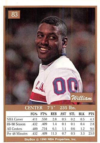 1990-91 כדורסל Skybox 83 ויליאם בדפורד RC כרטיס טירון דטרויט פיסטונס רשמי כרטיס מסחר ב- NBA