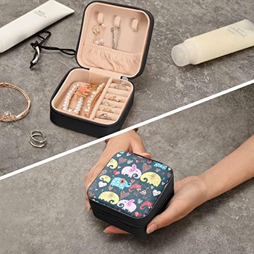 Umiriko Color Alephant Heart Box תכשיטים קטנים, נרתיק תכשיטים ניידים לטיל טבעת, תליון, עגיל, שרשרת, ארגזי אחסון מארגן צמיד, מתנות לנשים