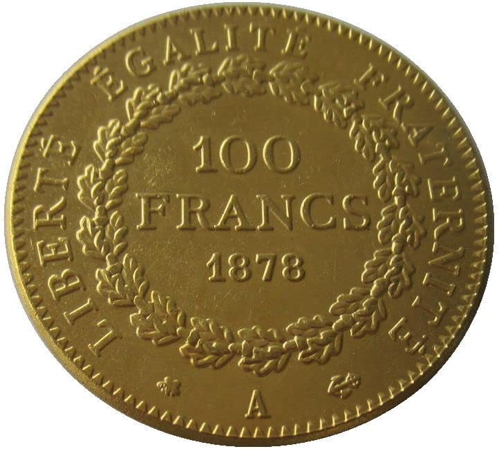 100 פרנק 1878-1906 אופציונלי פרנק פרנק עותק זר מטבע זיכרון מצופה זהב