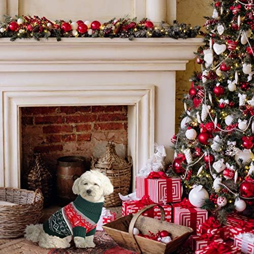 סוודר כלבים של קווין צווארון קווין, סוודר חג המולד של כלב חם, בגדי כלבים סרוגים לכלבים קטנים ובינוניים