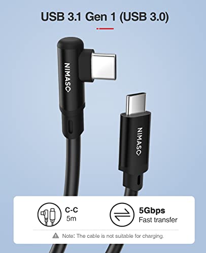 NIMASO USB 3.0 כבל קישור 16ft, תואם ל- Meta / Oculus Quest 2 / Quest1, מהירות גבוהה להעביר נתונים USB C לכבל U USB C עבור אוזניות VR ו-