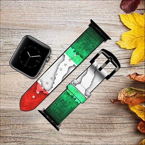 CA0272 דגל איטליה עור וסיליקון רצועת רצועת שעונים חכמה עבור Apple Watch Iwatch Size 38 ממ/40 ממ/41 ממ