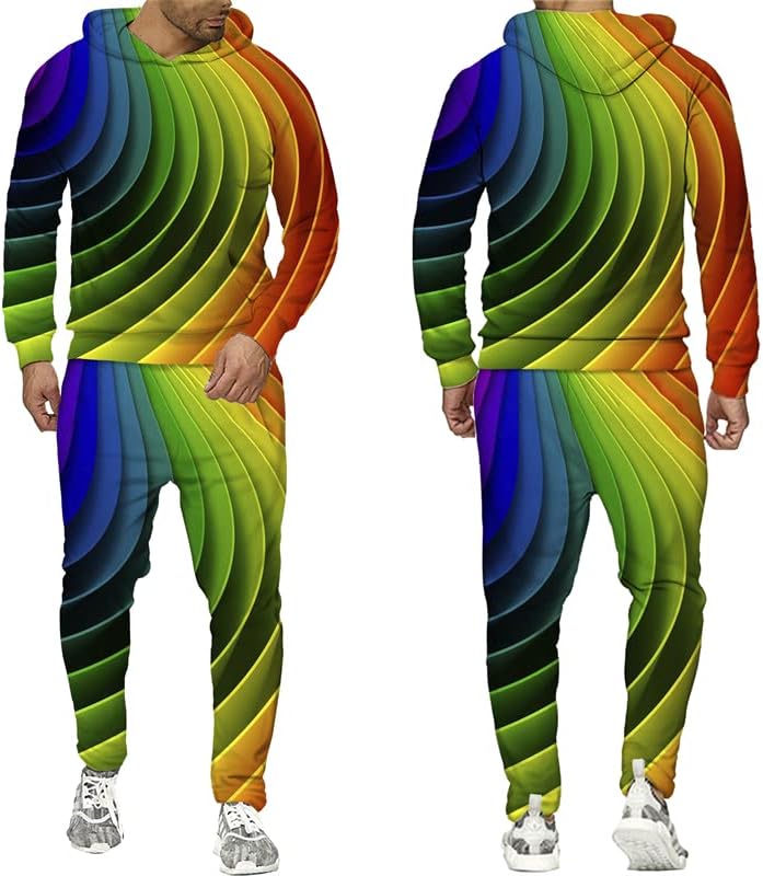 גבר Trackusit 3D קפוצ'ונים מודפסים/סווטשירטים מכנסיים לבוש בגדלת נשים מזדמנים