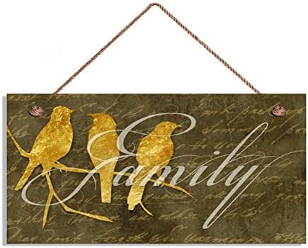 ציפורי מייואן על שלט ענף, שלט משפחתי, ציפורי נייר זהב, שלט 5 x 10, תפאורה כפרית, מתנה חממה ביתית ויר