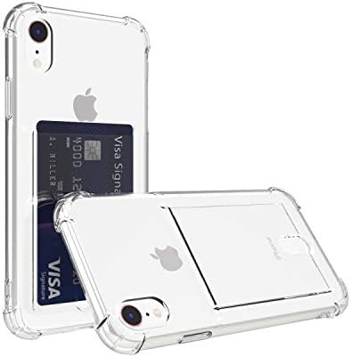 אנהונג שדרג את Clear Card Card Case תואם ל- iPhone XR, Slim Fit מגן רך TPU סופג פגוש פגוש עם חריץ כרטיס