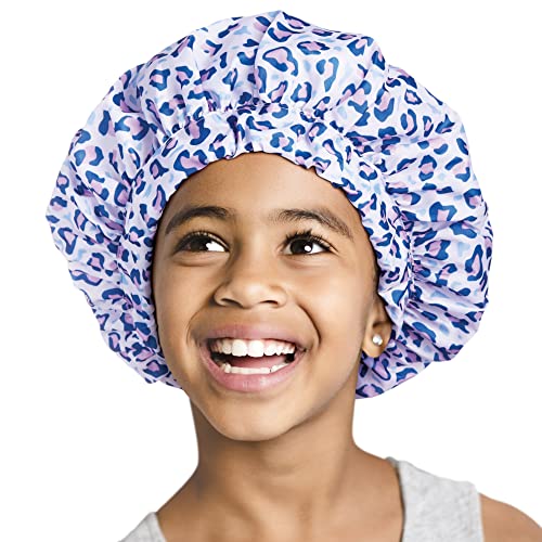 אדום על ידי נשיקה כובע מקלחת לילדים לשימוש חוזר כובעי שיער רחיצים למים אטומים למכסי מקלחת לילדים לבנים ולבנות