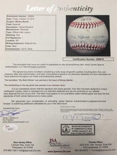 מיקי מנטל חתום בבייסבול וינטג '1955 חתימת JSA Loa Yankees - כדורי בייסבול חתימה