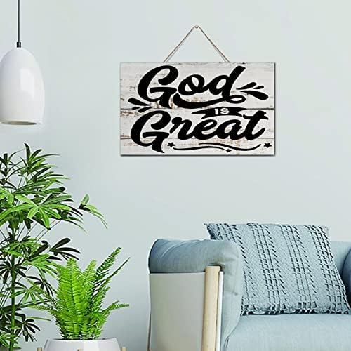 אלוהים הוא סימני עיצוב אמנות נהדרים שלטי עץ בית חווה קיר חמוד אמנות עץ שלט עץ עיצוב בית עיצוב לשולחן מרפסת קדמית 6x10 אינץ '