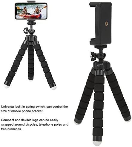 חצובה טלפונית, חצובה של Selfie Stick מתכווננת, מחזיק מעמד מצלמה גמיש עם מתג קפיץ, קליפ אוניברסלי, לנסיעות, selfies או הקלטת וידאו