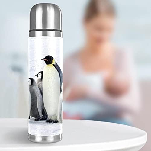 ספל מבודד ואקום נירוסטה, פינגווין חמוד אם פינגווינים קטנים הדפיסו בקבוק מים תרמוס למשקאות חמים וקרים לילדים מבוגרים 17 גרם