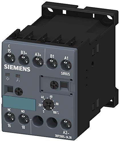 Siemens 3RP2005-1AP30 ממסר זמן מצב מוצק, סיריוס תכנון, 45 ממ, מסוף בורג, פונקציה 8, 1 אלמנטים של קשר משותף, טווח זמן 0.05S-100H, AC/DC