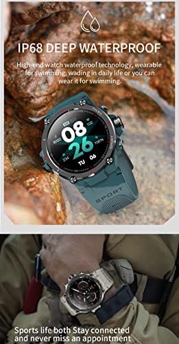 השעון החכם של Handa לגברים נשים, שעון חכם של גשש הכושר GPS עם דופק של AMOLED דופק דופק חמצן דם שינה שינה מד צעדים Bluetooth Call IP68