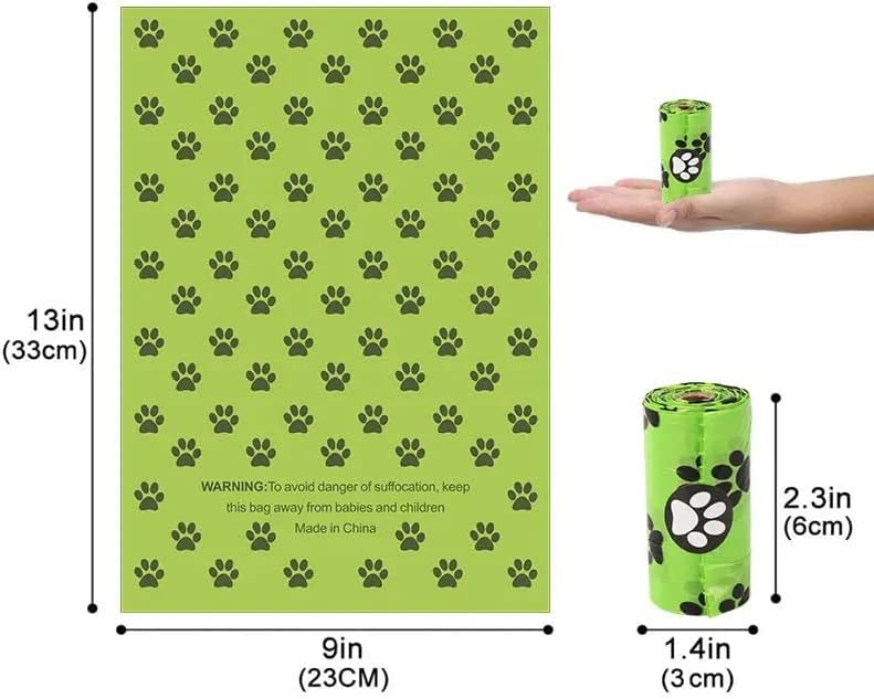 שקיות קקי כלב מתכלות, מוסמך קומפוסט, 13 איקס 9 סנטימטרים, פלסטיק חינם, ידידותי לסביבה, חזק במיוחד &מגבר; הוכחת דליפה, ירוק