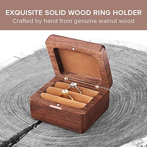 קופסת טבעת יחידה מעץ מלא - אחסון אגוז דק יותר קליל - קופסת עץ לטבעות אירוס
