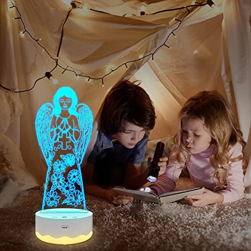 לאמפיז מלאך אורות ילדים 3 ד לילה אור אשליה אופטית מנורת עם 16 צבעים שלט רחוק שינוי יום הולדת חג המולד מלאך שומר מתנות רעיון עבור בנים