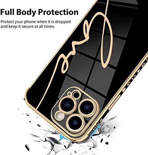 Bonoma תואם לאייפון 14 Pro Max Case Love Love ציפוי גרפי ציפוי יוקרתי מארז אלגנטי מגן מצלמה רך TPU ארבע כרית פינתיים כיסוי אחורי מכסה