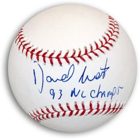 דיוויד ווסט חתימה בייסבול MLB כתוב 93 NL Champs עם חתימה - כדורי חתימה