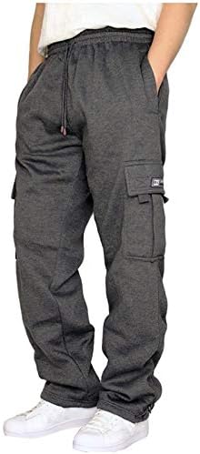 מכנסי טרנינג של Zpervoba Cargo לגברים מכנסי מטען מכנסיים פליס רצים מותניים אלסטיים מרגישים מכנסיים מכנסיים מזיעה עם כיסים